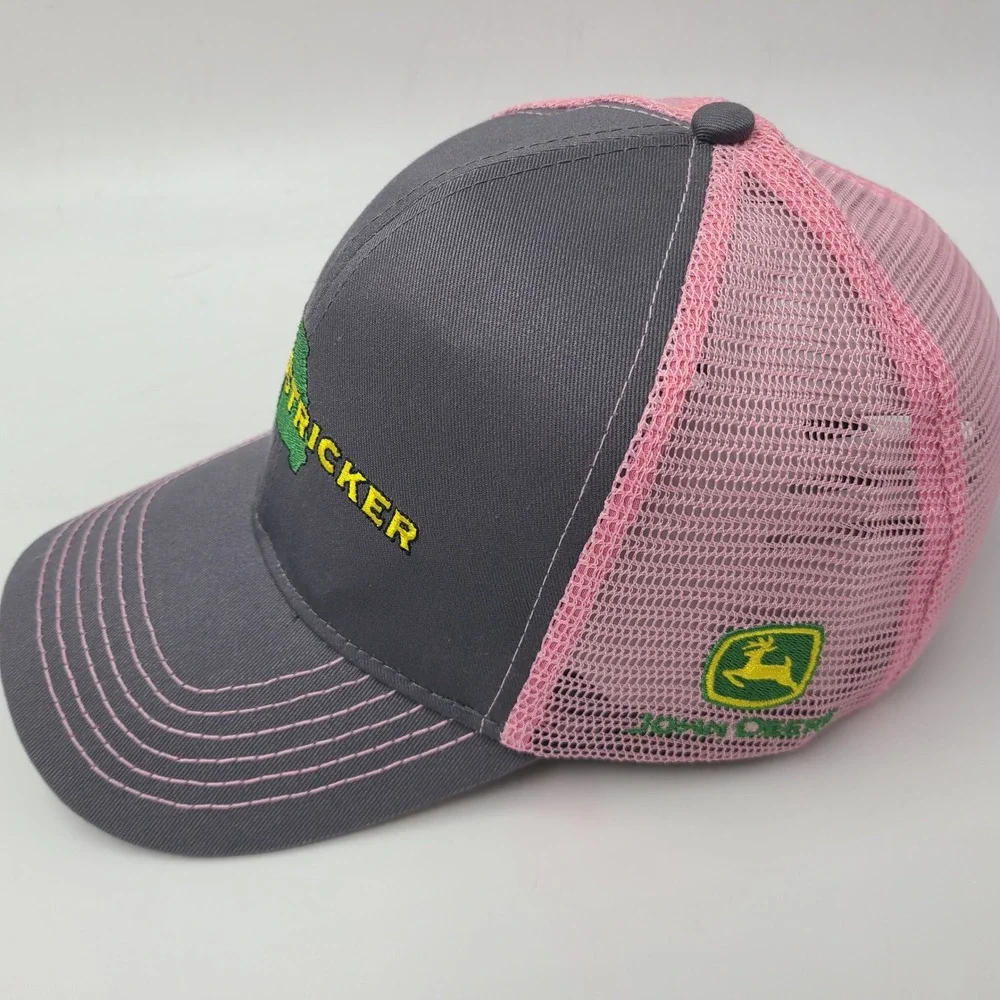 Women John Deere Hat Snapback Trucker Mesh Gray Pink Sydenstricker Missouri Farm